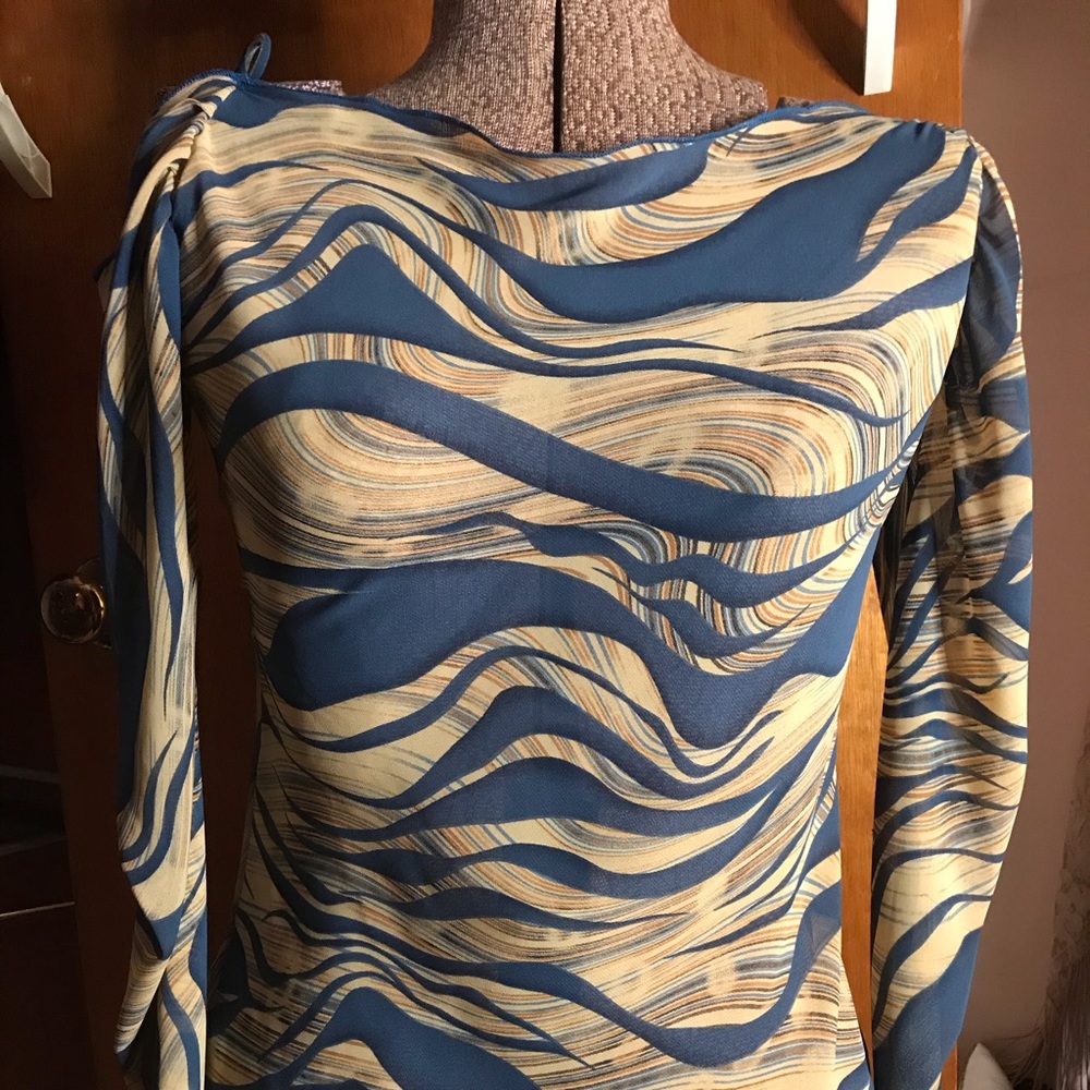 Long sleeve sheer blouse with tie string shoulders